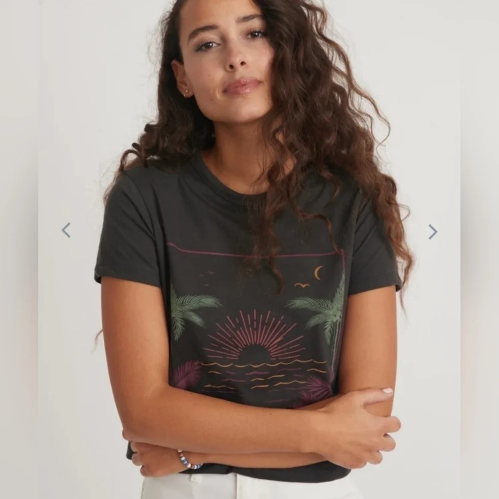 Marine layer Crop Graphic Tee in Black